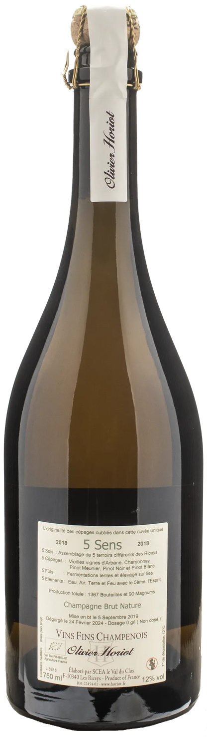 Olivier Horiot Champagne 5 Sens Brut Nature 2018