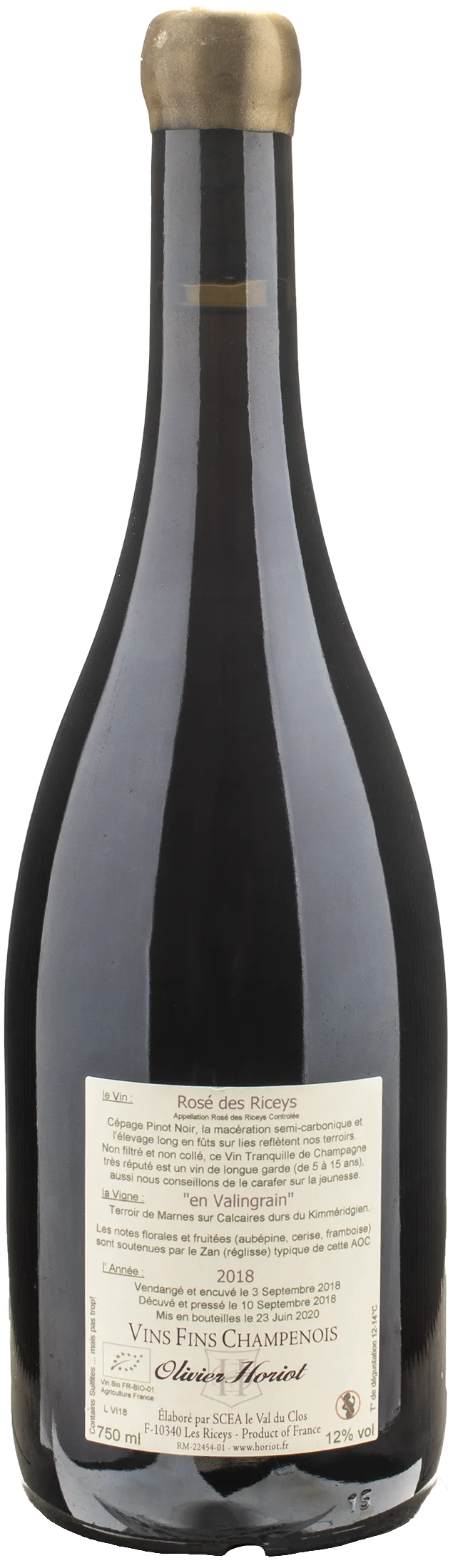 Olivier Horiot Champagne Rosé des Riceys En Valingrain 2018