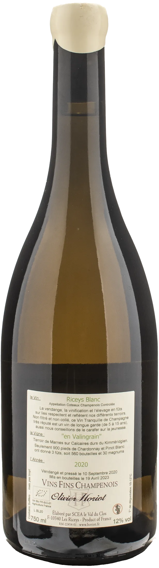 Olivier Horiot Coteaux Champenois Riceys Blanc En Valingrain 2020