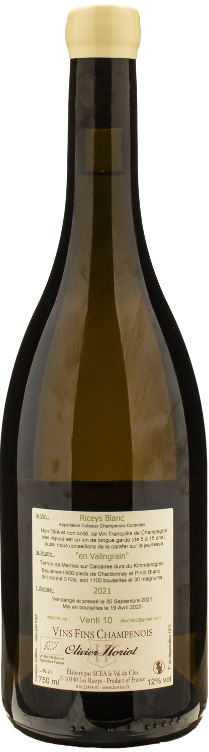 Olivier Horiot Coteaux Champenois Riceys Blanc En Valingrain 2021