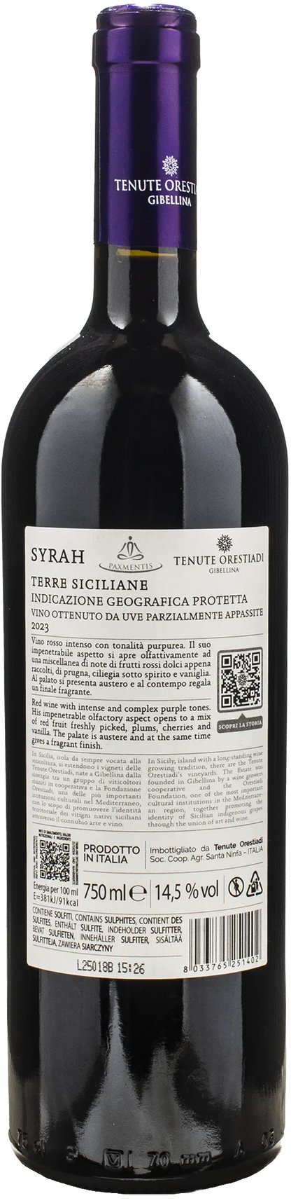 Orestiadi Paxmentis Leggermente Appassito Syrah 2023