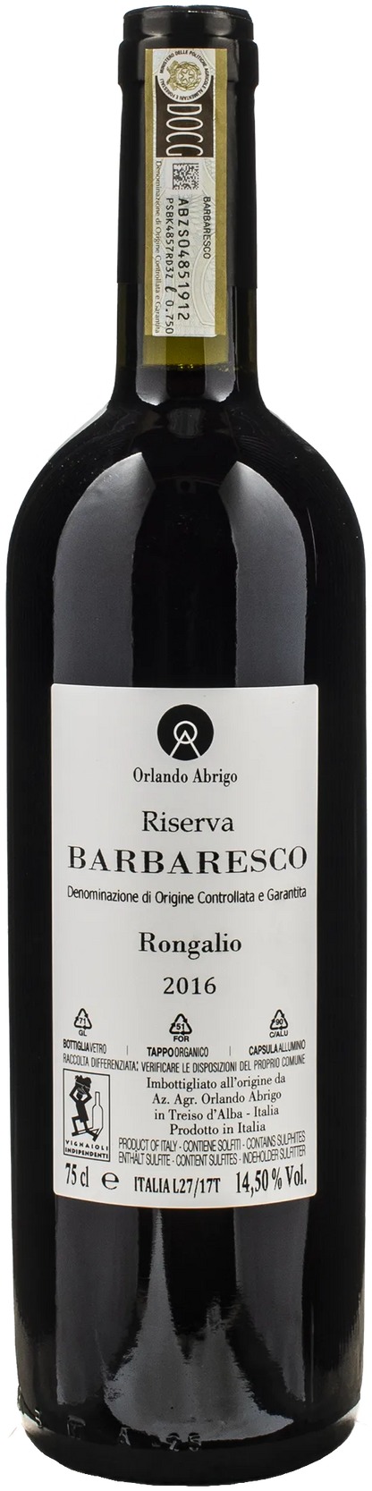 Orlando Abrigo Barbaresco Riserva Rongaglio 2016