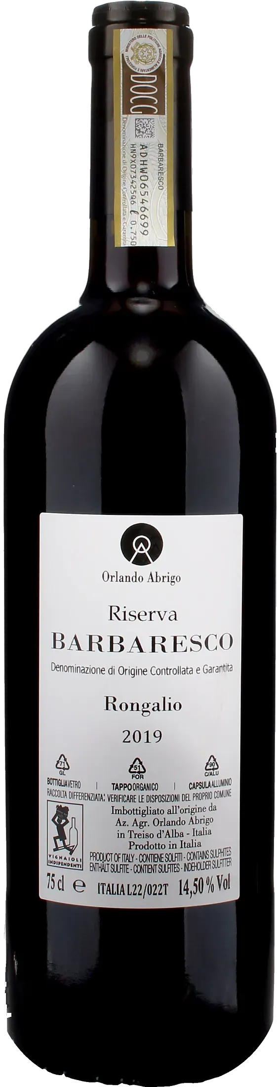 Orlando Abrigo Barbaresco Riserva Rongalio 2019
