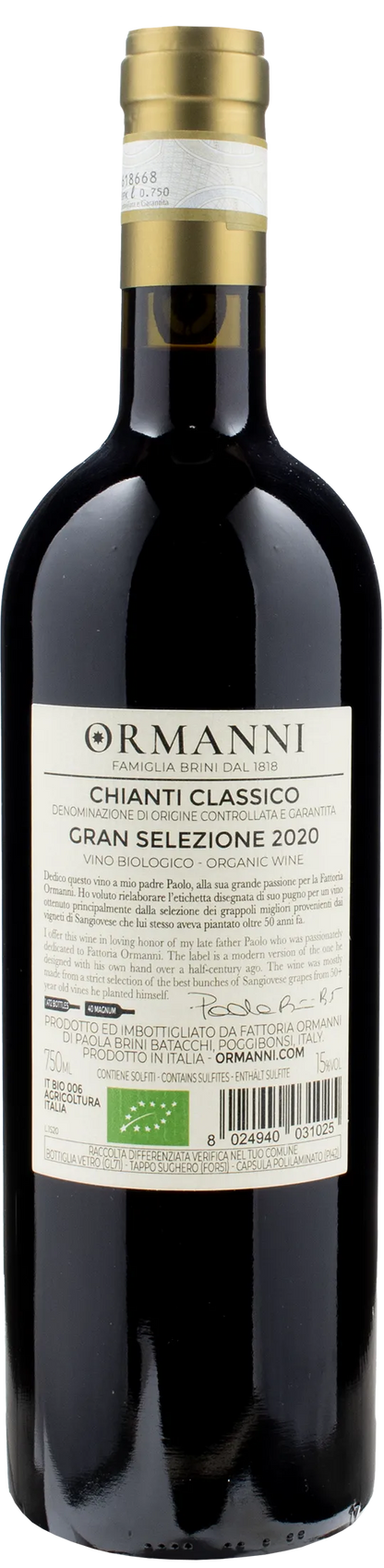 Ormanni Chianti Classico Gran Selezione Etichetta Storica 2020