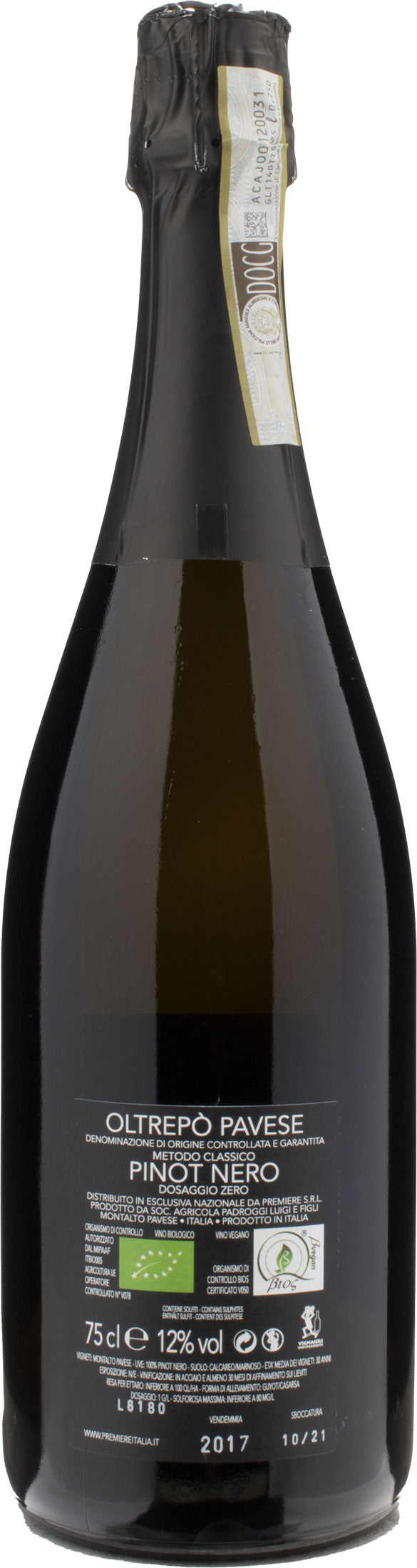 Padroggi Oltrepò Pavese Pinot Nero Dosaggio Zero Metodo Classico