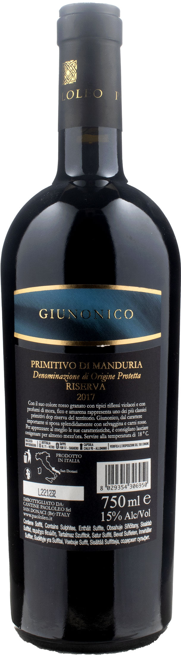 Paolo Leo Primitivo di Manduria Giunonico Riserva 2017