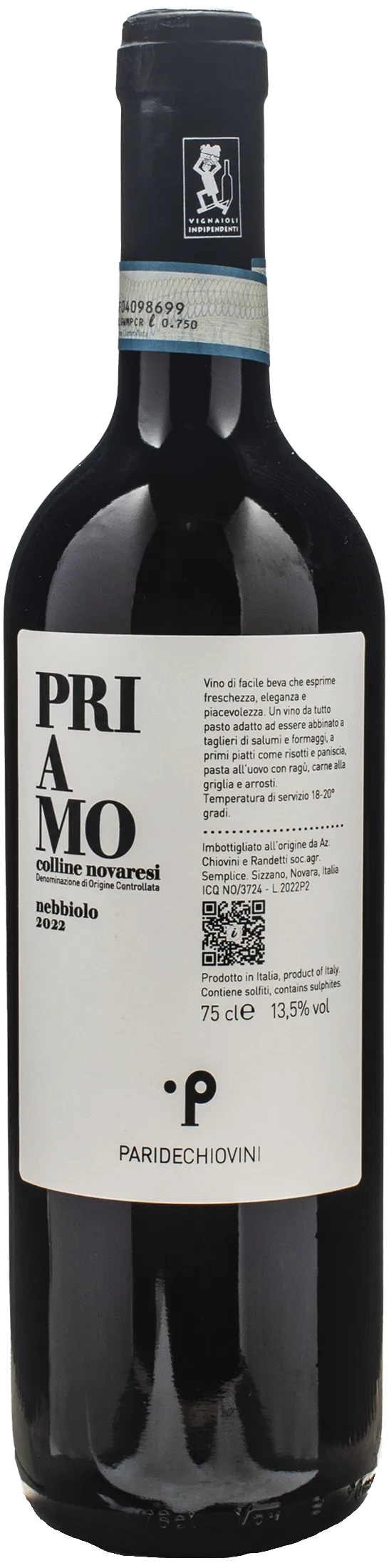 Paride Chiovini Colline Novaresi Nebbiolo Priamo 2022