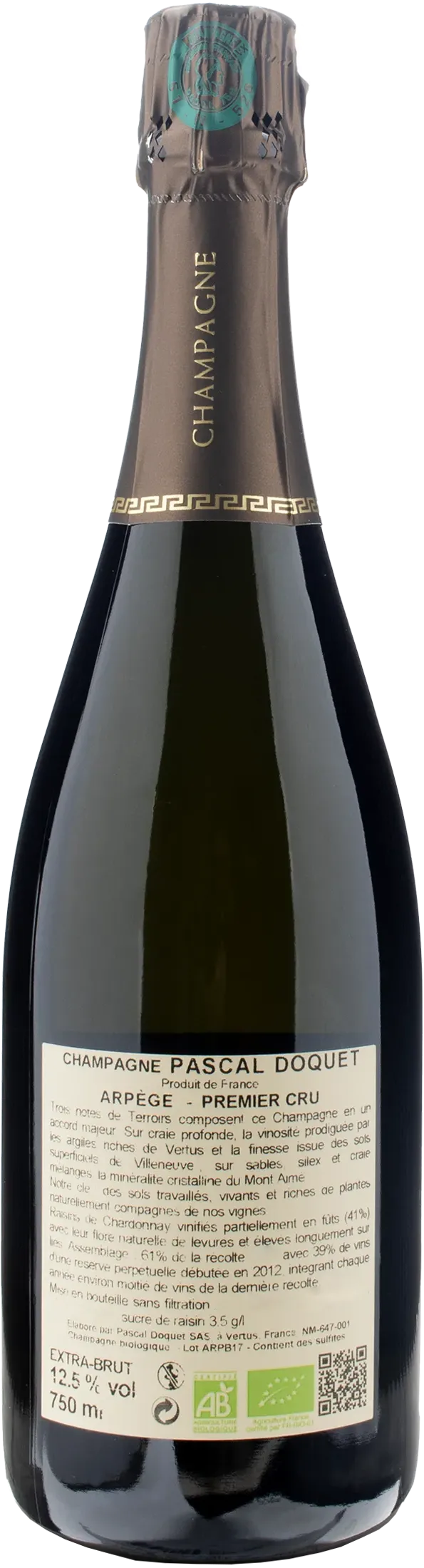 Pascal Doquet Champagne Arpége Blanc De Blancs 1er Cru Extra Brut