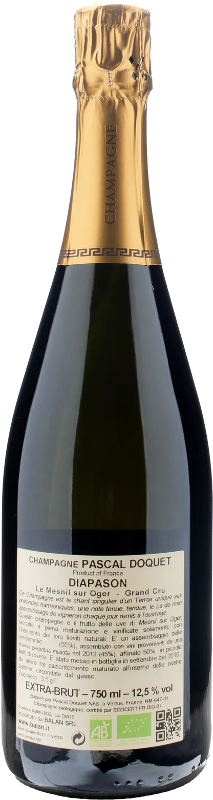 Pascal Doquet Champagne Grand Cru Le Mesnil Sur Oger Diapason Extra Brut