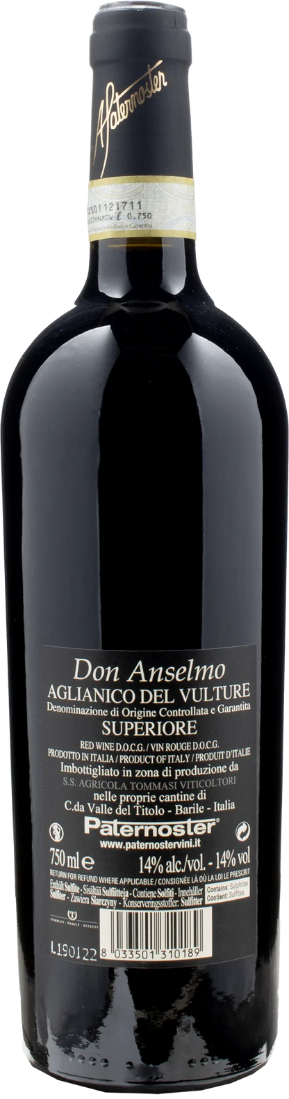 Paternoster Aglianico del Vulture Superiore Don Anselmo 2017