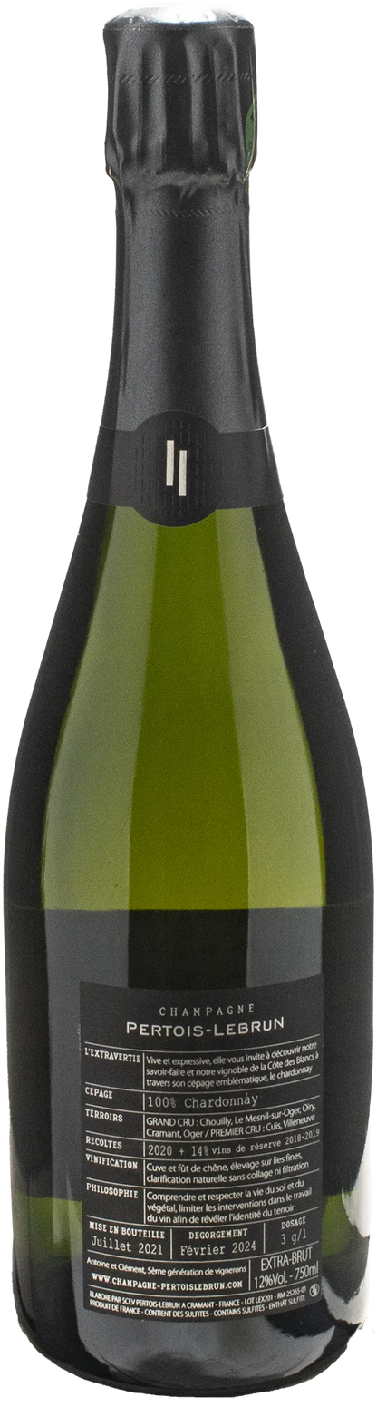 Pertois Lebrun Champagne Grand Cru Blanc De Blancs L'Extravertie Extra Brut