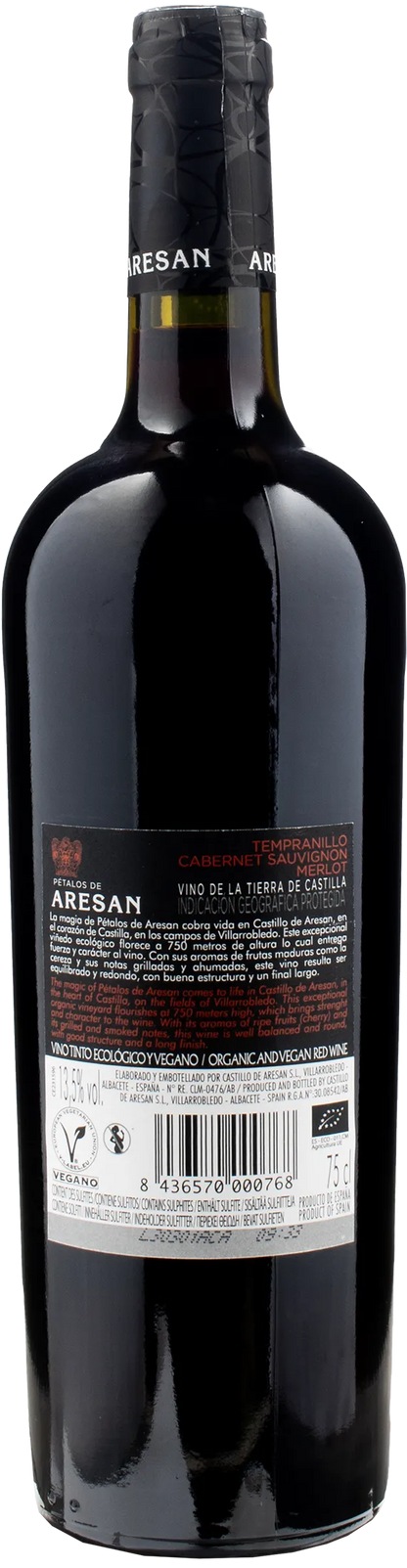 Petalos De Aresan Tempranillo Cabernet Sauvignon Merlot Tierra de Castilla Vegan 2021