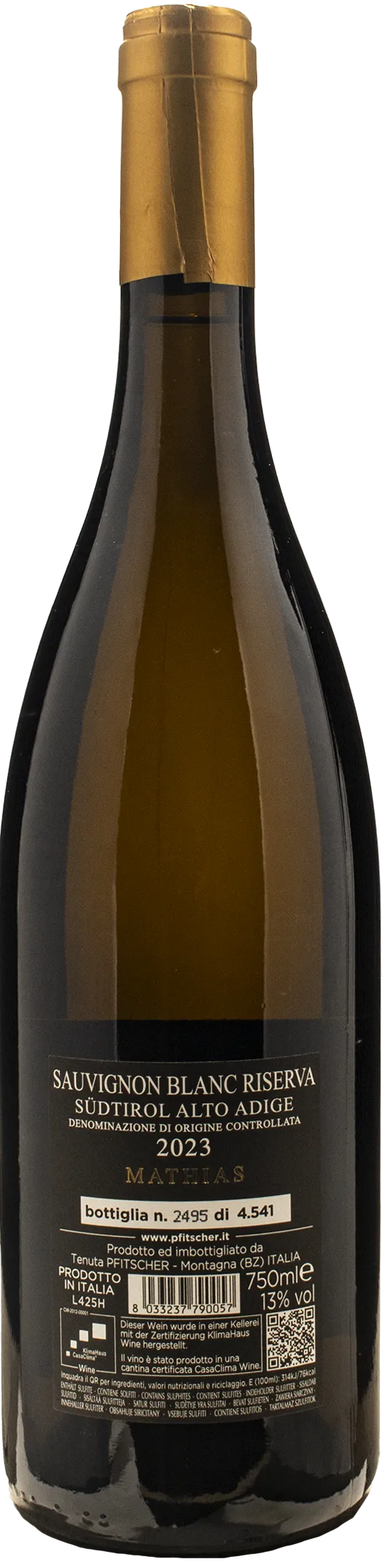 Pfitscher Sauvignon Blanc Mathias Riserva 2023