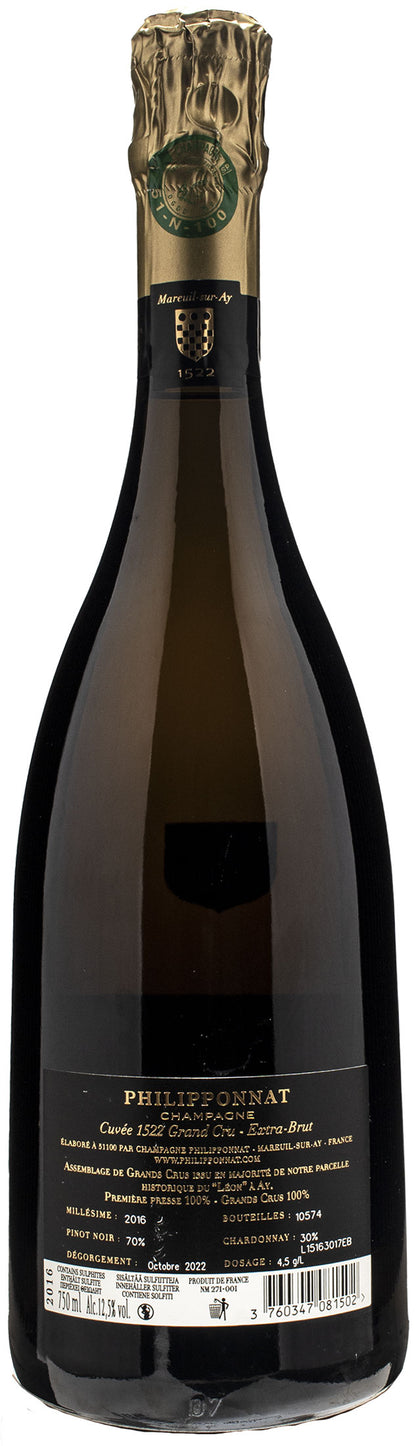 Philipponnat Champagne 1522 Grand Cru Extra Brut 2016