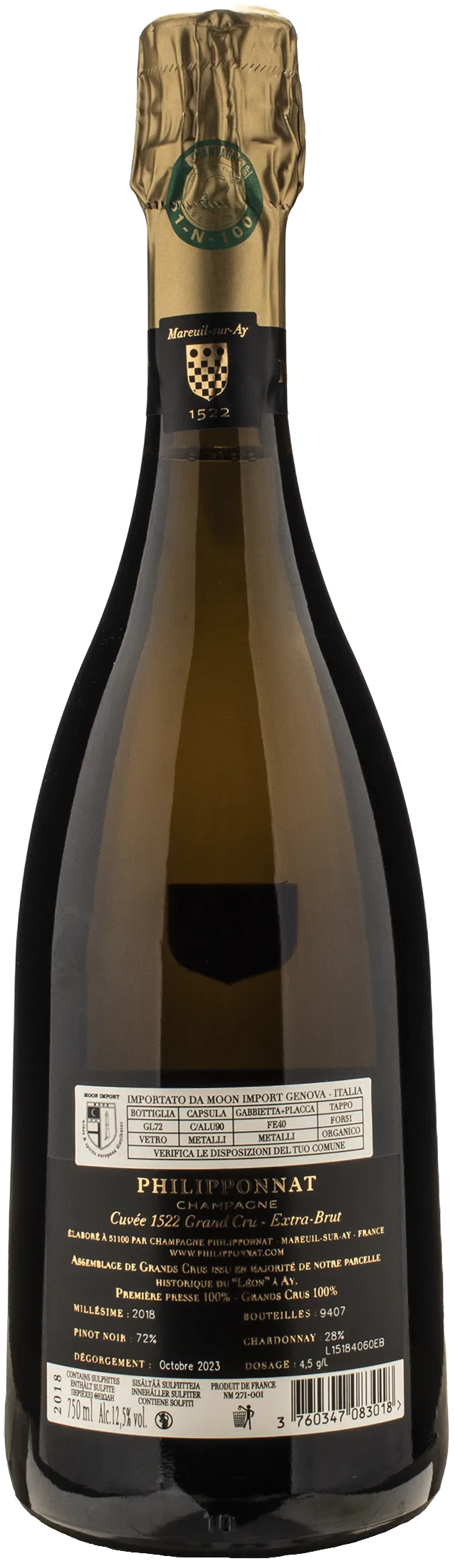 Philipponnat Champagne 1522 Grand Cru Extra Brut 2018