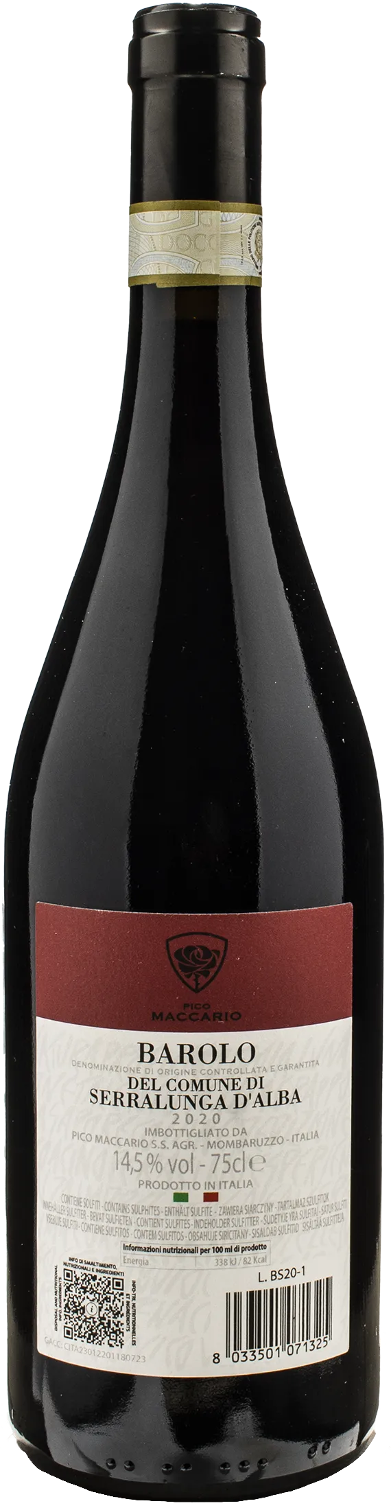 Pico Maccario Barolo del Comune di Serralunga d'Alba 2020