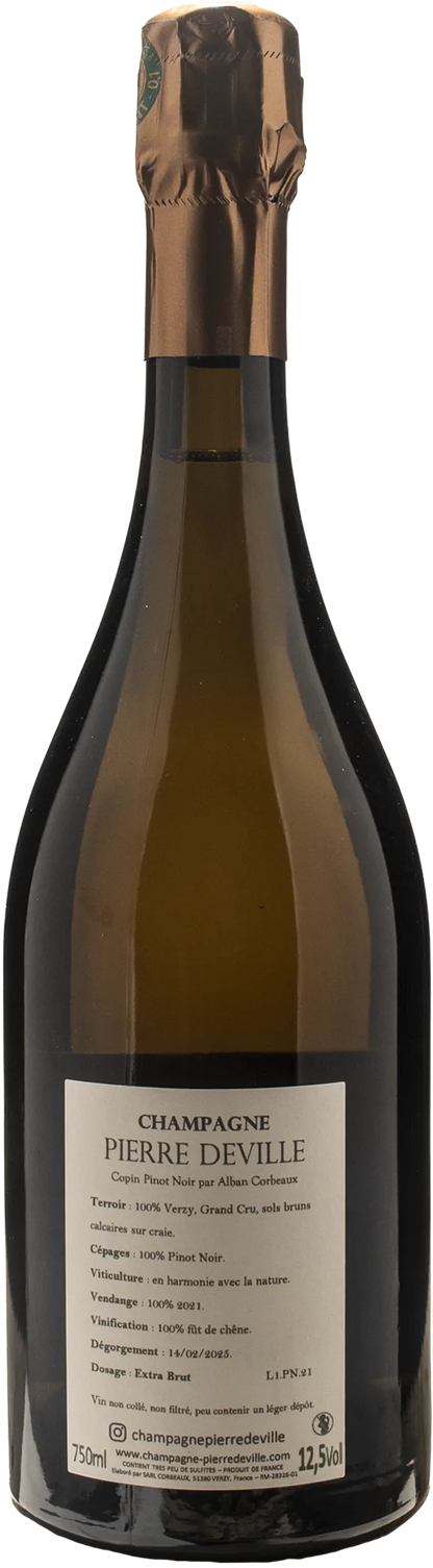 Pierre Deville Champagne Copin Pinot Noir Grand Cru Extra Brut 2021