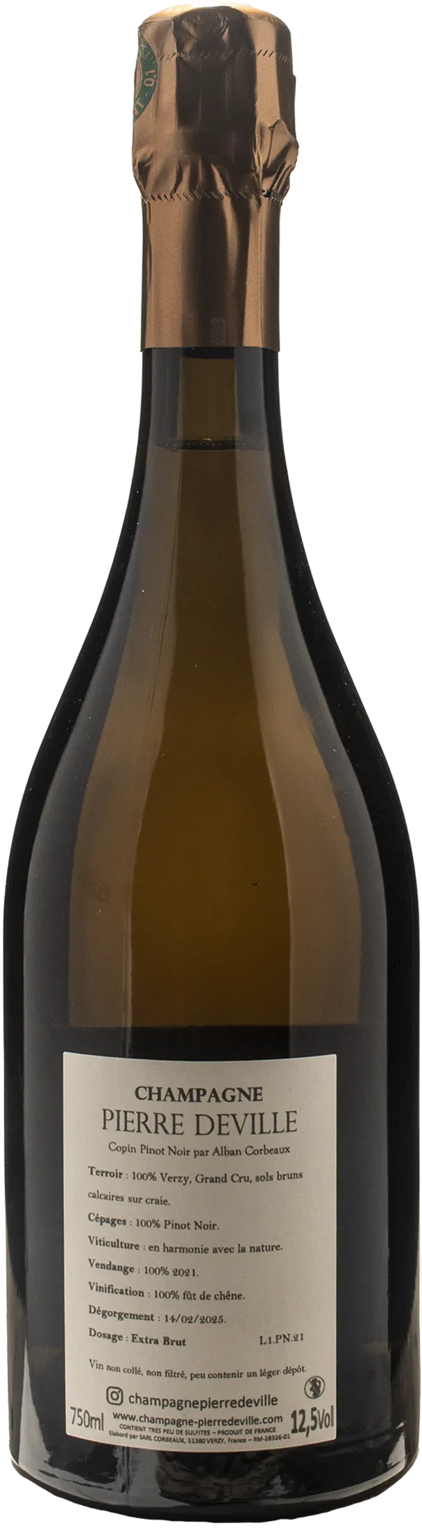 Pierre Deville Champagne Grand Cru Pinot Noir Copin Extra Brut 2021