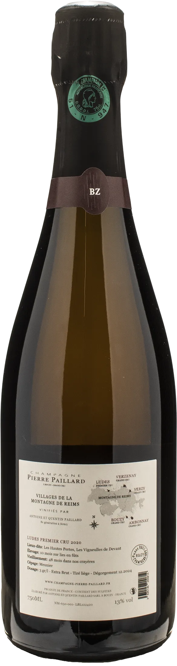 Pierre Paillard Champagne 1er Cru Ludes Meunier Extra Brut Vieilles Vignes 2020