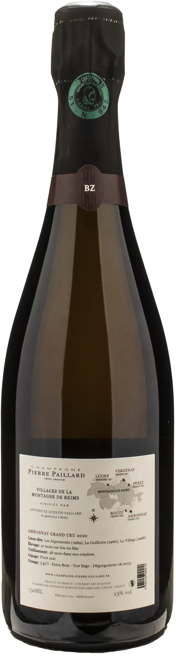 Pierre Paillard Champagne Grand Cru Ambonnay Pinot Noir Extra Brut Vieilles Vignes 2020