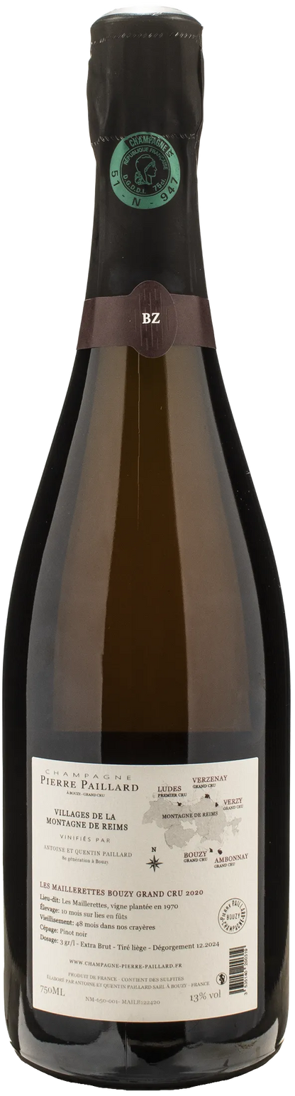 Pierre Paillard Champagne Grand Cru Pinot noir Les Maillerettes Bouzy Extra Brut 2020