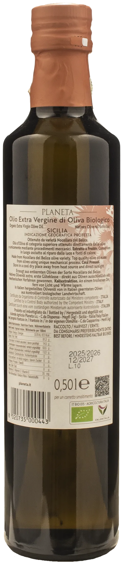 Planeta Nocellara del Belice Pitted Extra Virgin Olive Oil 0.5L 2025