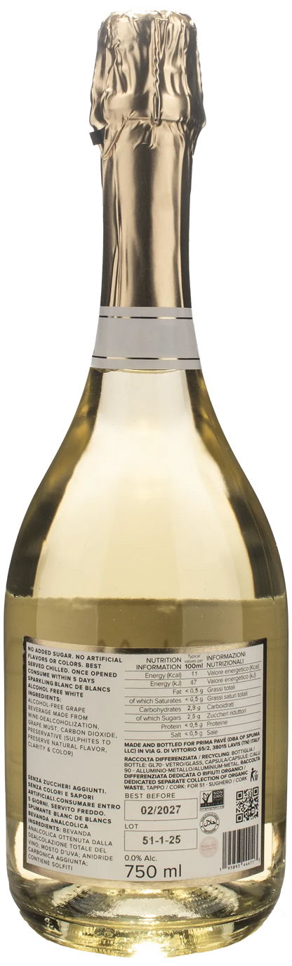 Prima Pave Sparkling Blanc de Blancs Zero Alcol