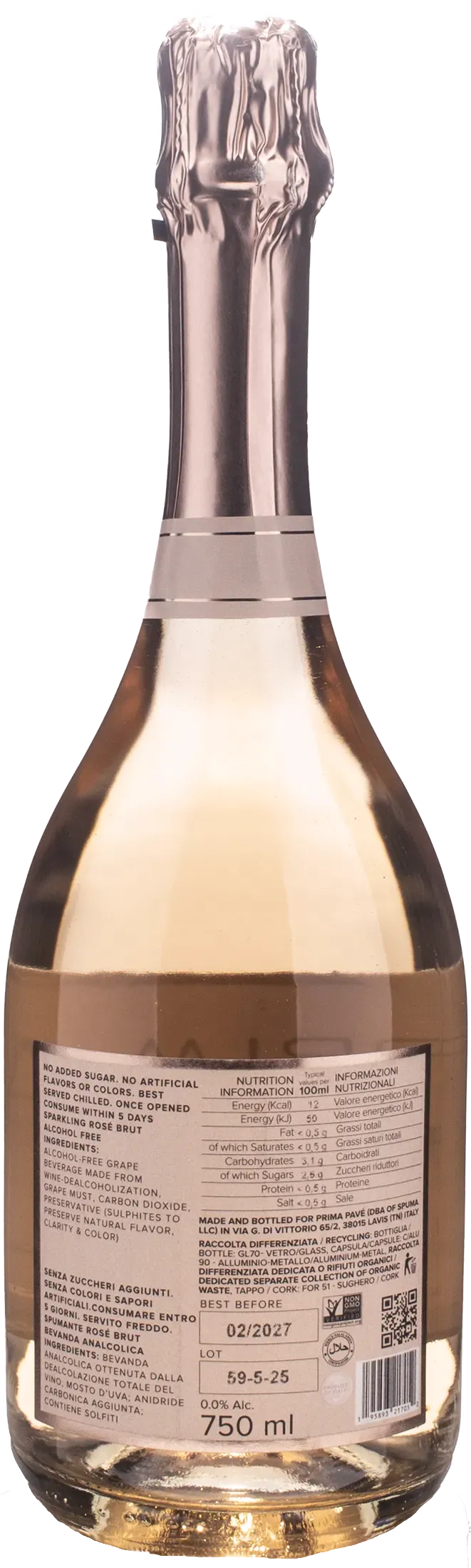 Prima Pave Sparkling Rosè Brut Zero Alcol