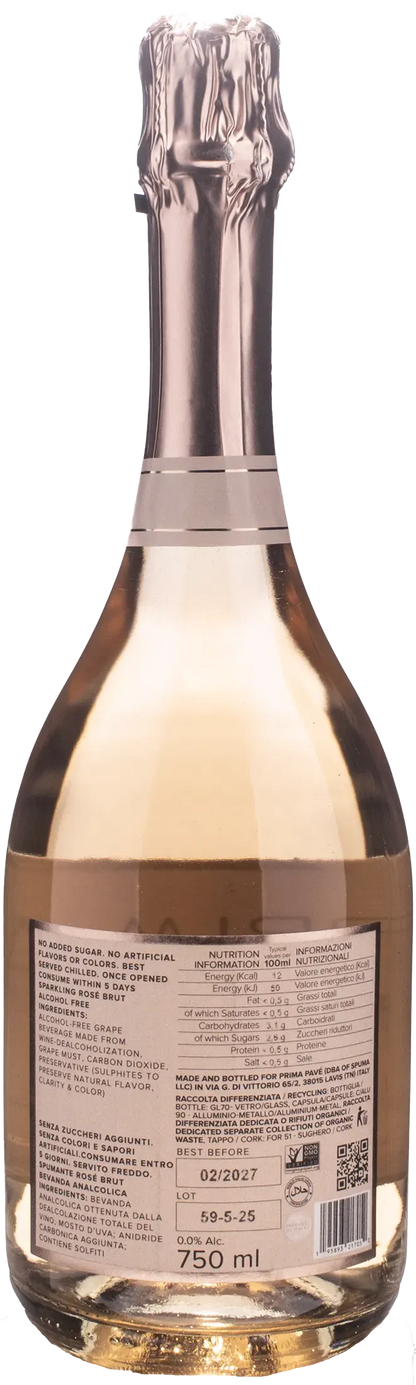 Prima Pave Sparkling Rosè Brut Zero Alcol