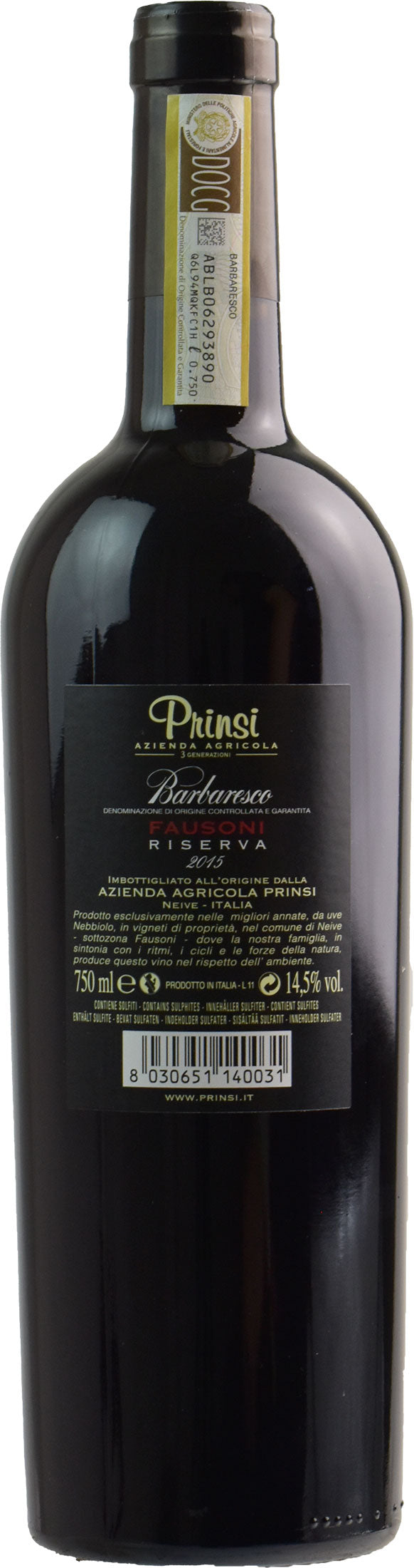 Prinsi Barbaresco Fausoni Riserva 2015