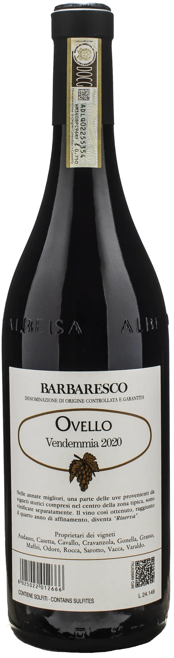 Produttori del Barbaresco Barbaresco Ovello Riserva 2020