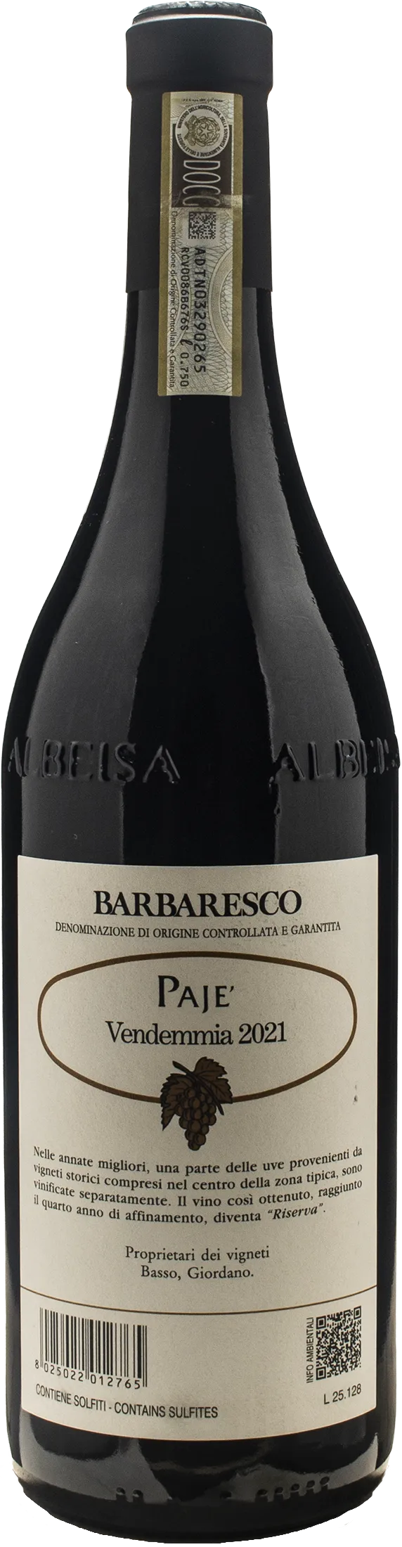 Produttori del Barbaresco Barbaresco Paje Riserva 2021