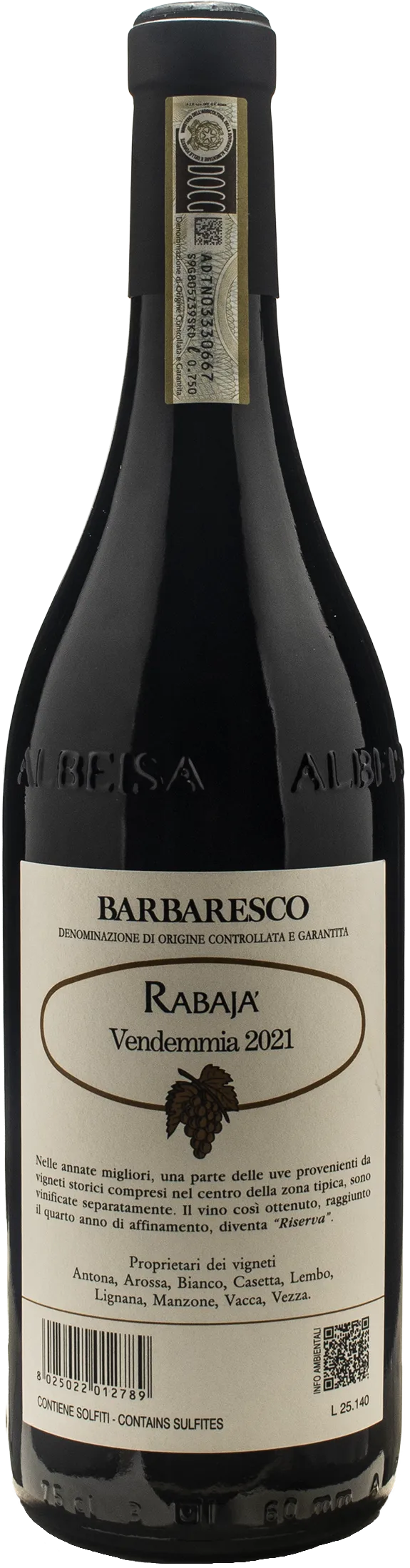 Produttori del Barbaresco Barbaresco Rabaja Riserva 2021