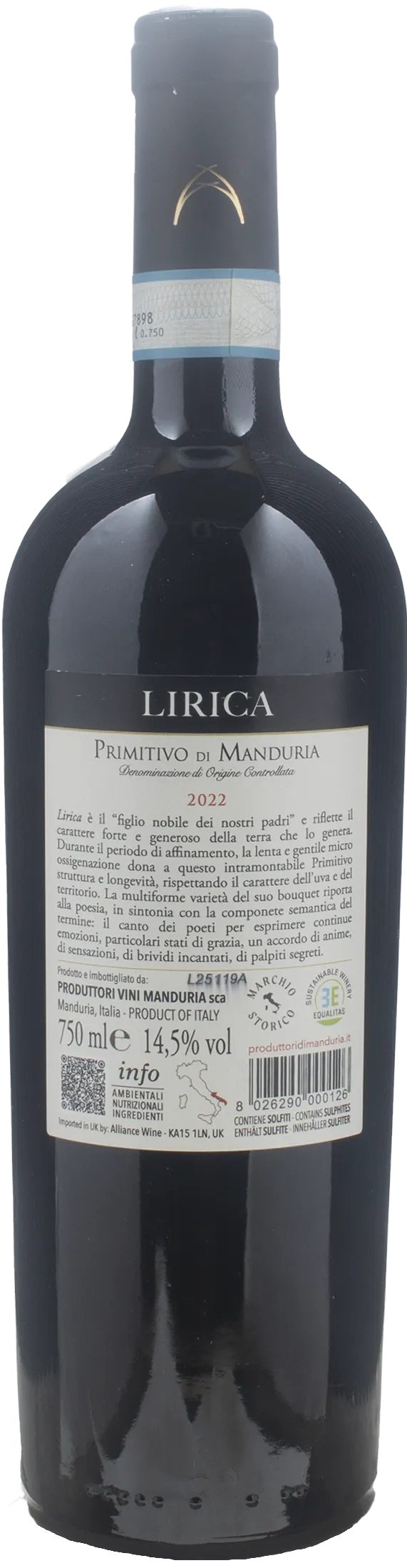 Produttori di Manduria Primitivo di Manduria Lirica 2022