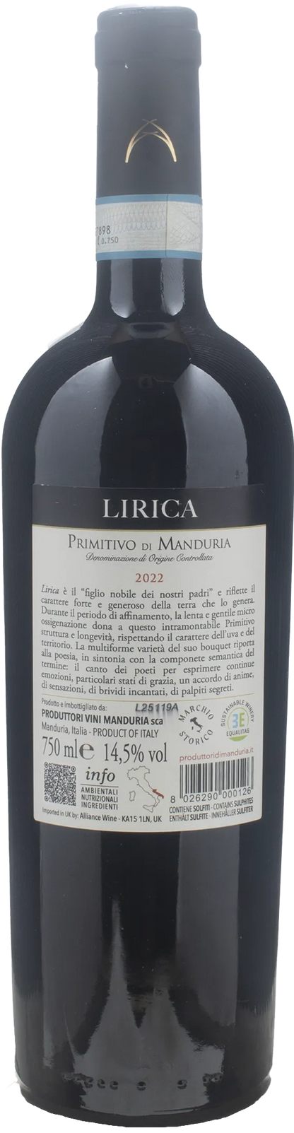 Produttori di Manduria Primitivo di Manduria Lirica 2022