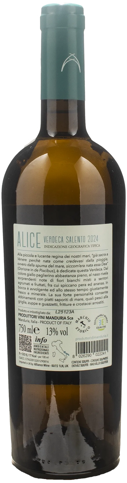 Produttori di Manduria Salento Verdeca Alice 2024
