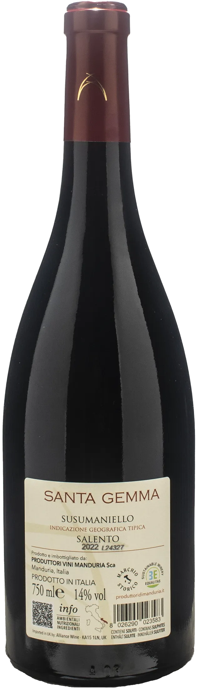 Produttori di Manduria Susumaniello Santa Gemma 2022
