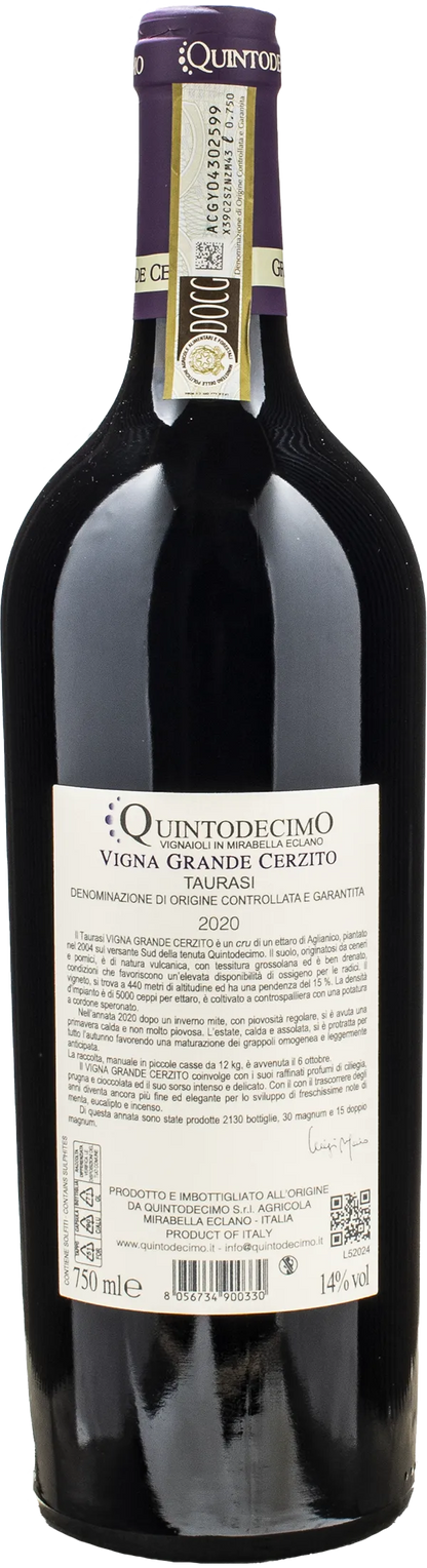 Quintodecimo Taurasi Vigna Grande Cerzito 2020