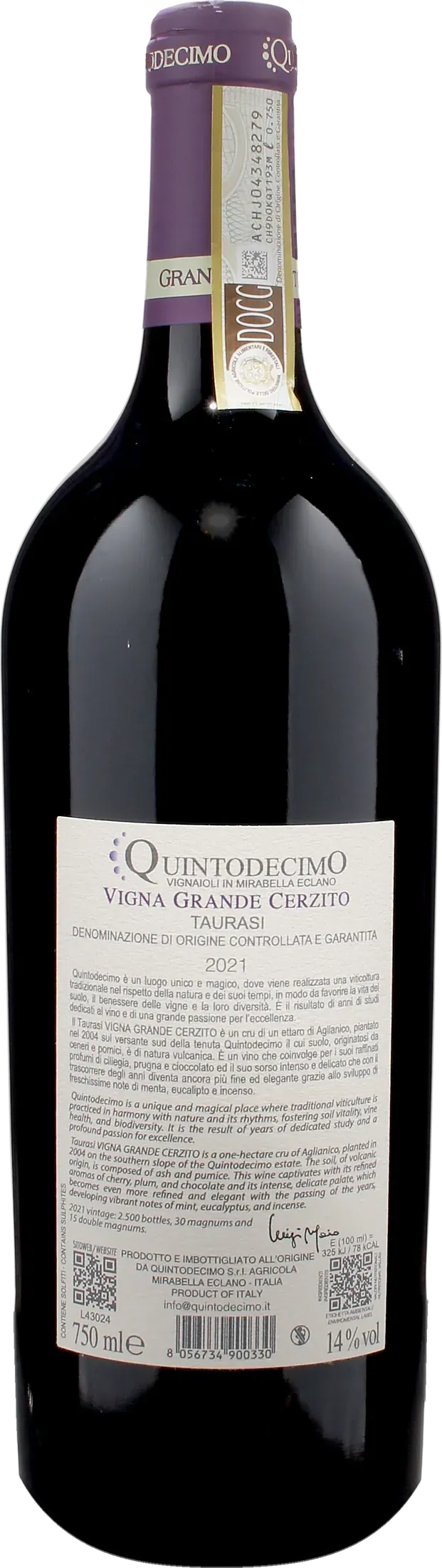 Quintodecimo Taurasi Vigna Grande Cerzito 2021