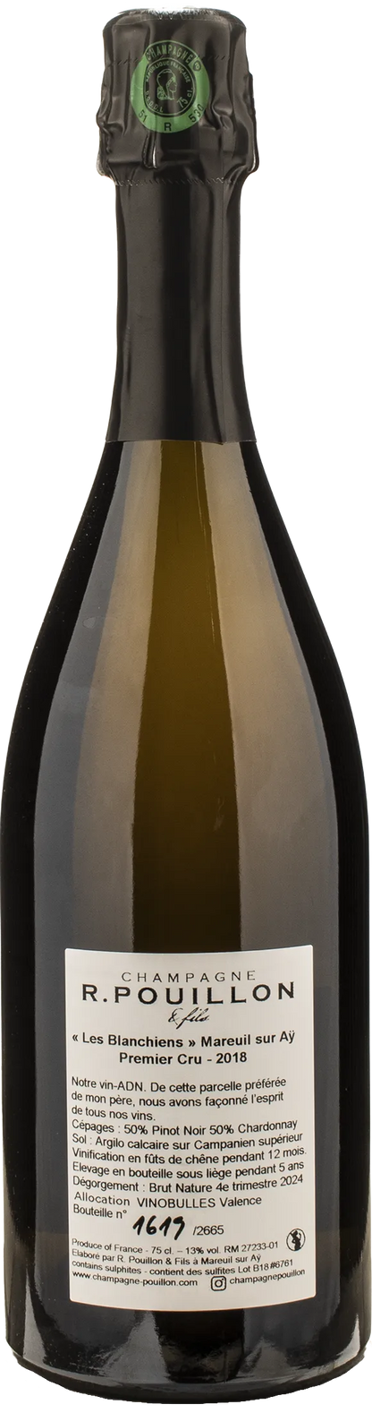 R. Pouillon Champagne 1er Cru Brut Nature Les Blanchiens 2018