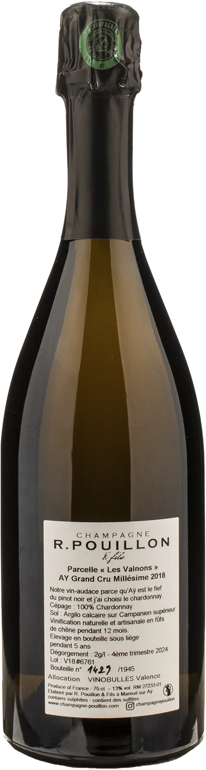 R. Pouillon Champagne Grand Cru Extra Brut Les Valnons 2018