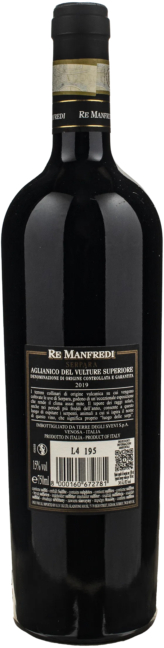 Re Manfredi Aglianico del Vulture Superiore Serpara 2019