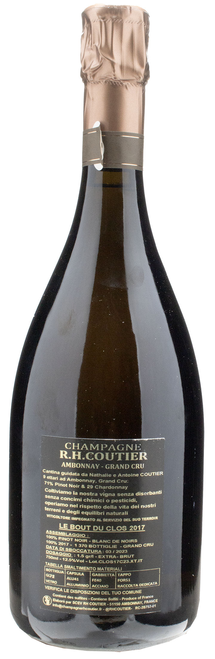 R.H. Coutier Champagne Grand Cru Bout du Clos Extra Brut 2017