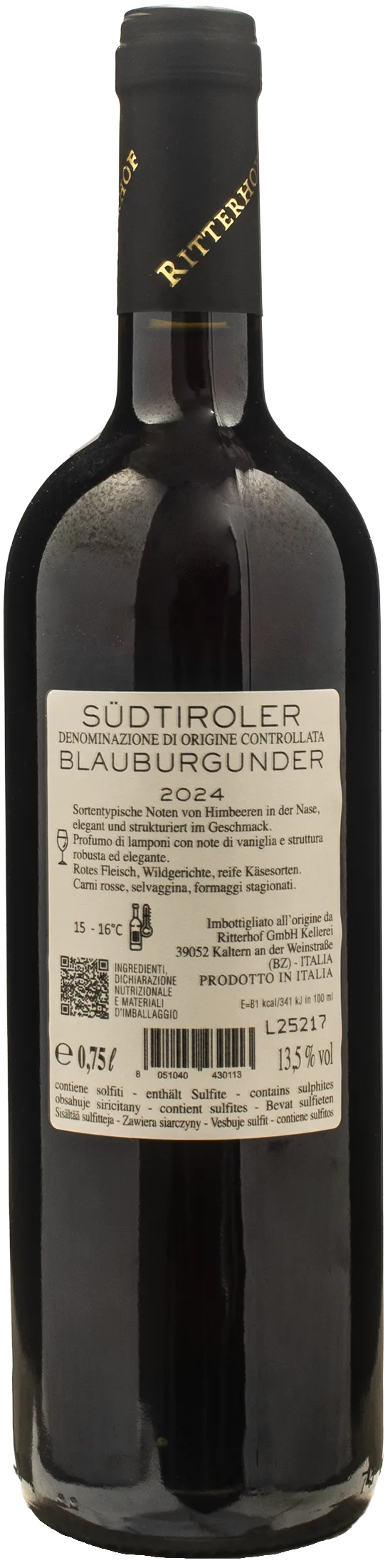 Ritterhof Blauburgunder Pinot Nero 2024