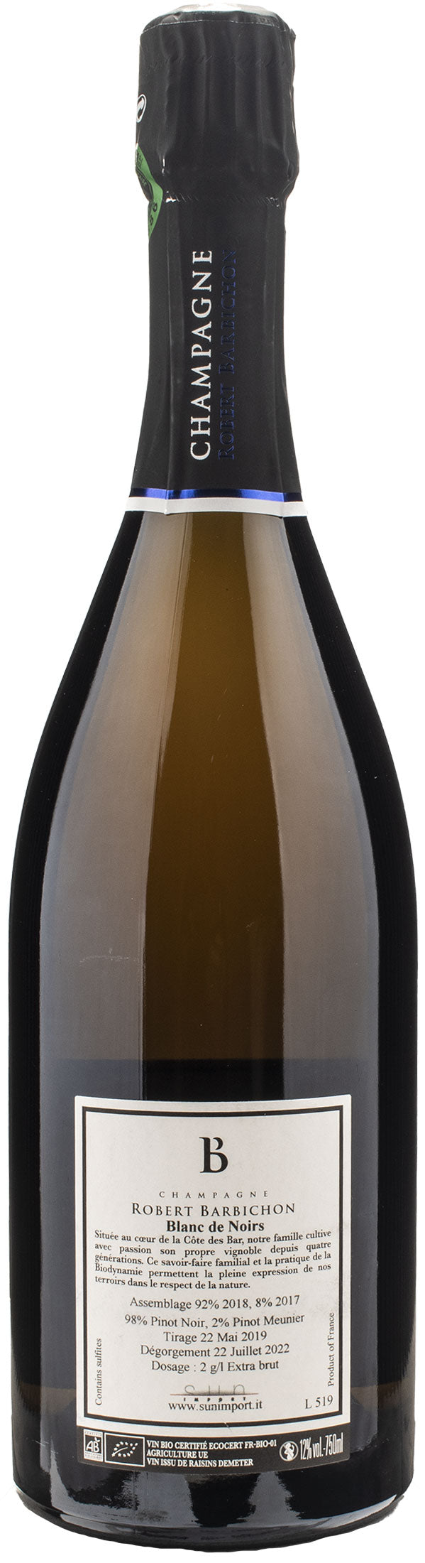 Robert Barbichon Champagne Blanc de Noirs Extra Brut