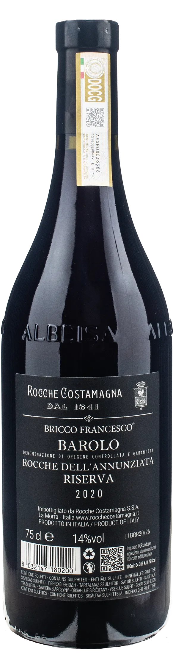 Rocche Costamagna Barolo Rocche dell'Annunziata Bricco Francesco Riserva 2020