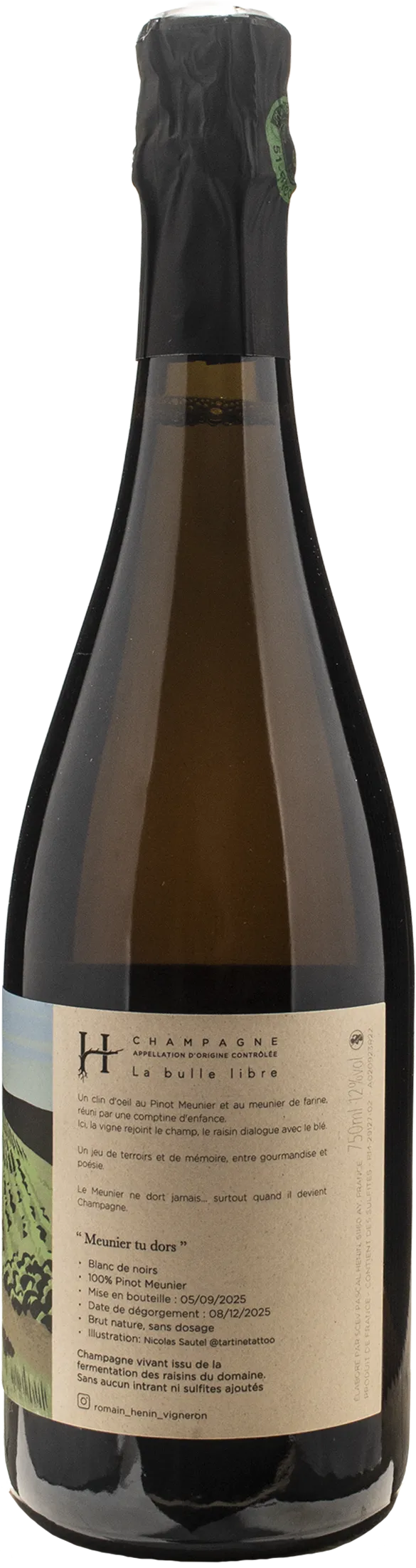 Romain Henin La Bulle Libre Meunier du Dors Brut Nature