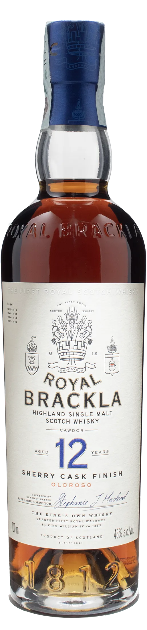 Royal Brackla Higlland Single Malt Scotch Whisky 12 Y.O. Sherry Cash Finish Oloroso
