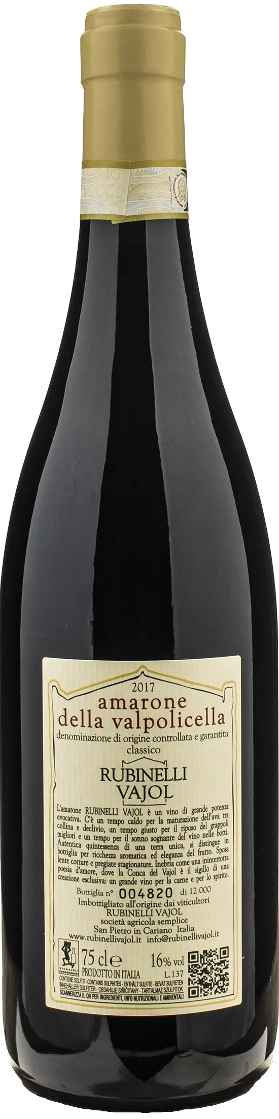 Rubinelli Amarone della Valpolicella Classico 2017