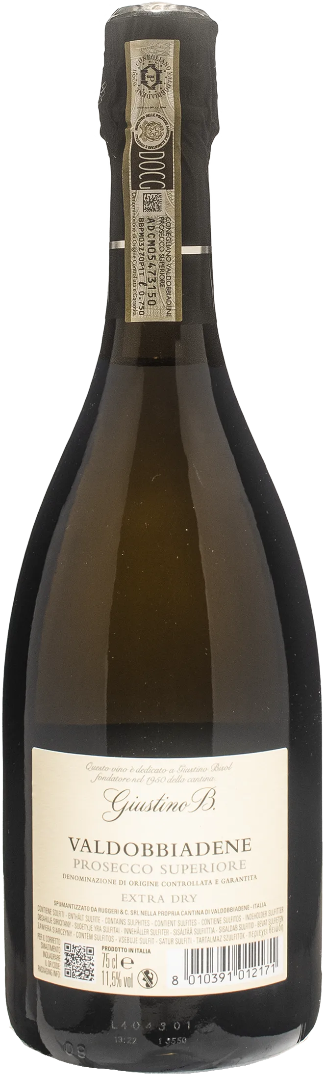 Ruggeri Valdobbiadene Prosecco Superiore Giustino B Extra Dry 2023